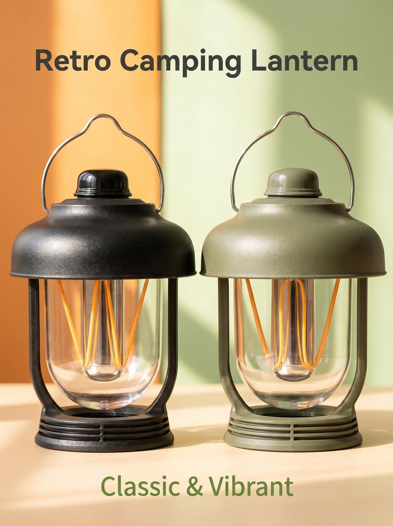 Rechargeable LED Camping Lantern Vintage Style Portable Outdoor Light with Dimmable Warm Light for Camping Hiking and Emergencies