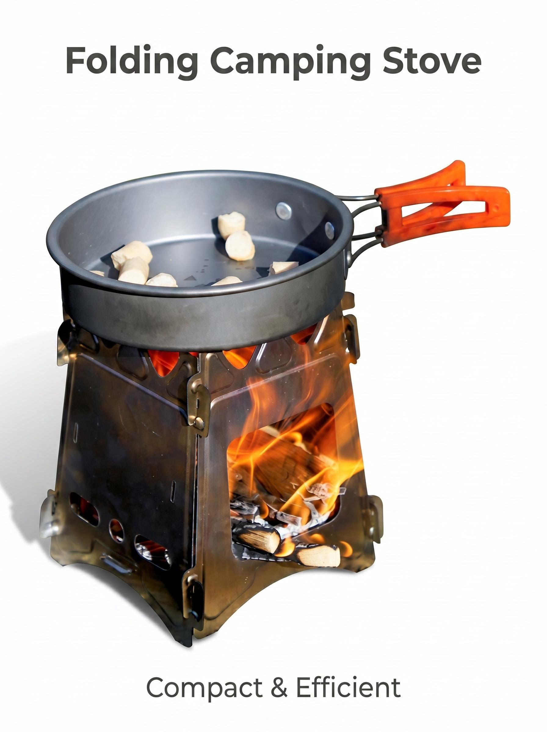 Portable Folding Wood Burning Stove Stainless Steel Camping Fire Pit for Backpacking and Outdoor Cooking