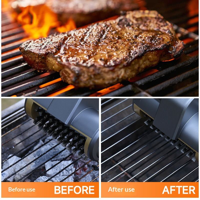 Wireless Electric Grill Cleaning Brush, Multi-Functional BBQ Cleaner with 2 Speeds, Replaceable Heads for Fast, Effortless Grill Cleaning