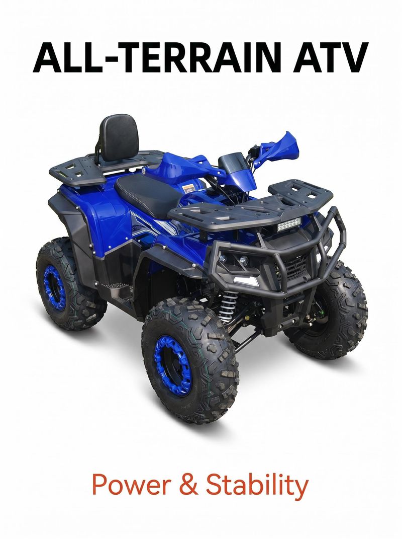 Off-Road ATV Quad Bike, 4-Wheeler All-Terrain Vehicle with High Performance Suspension, Heavy Duty 4x4 Utility ATV for Outdoor Adventures, Trails & Hunting