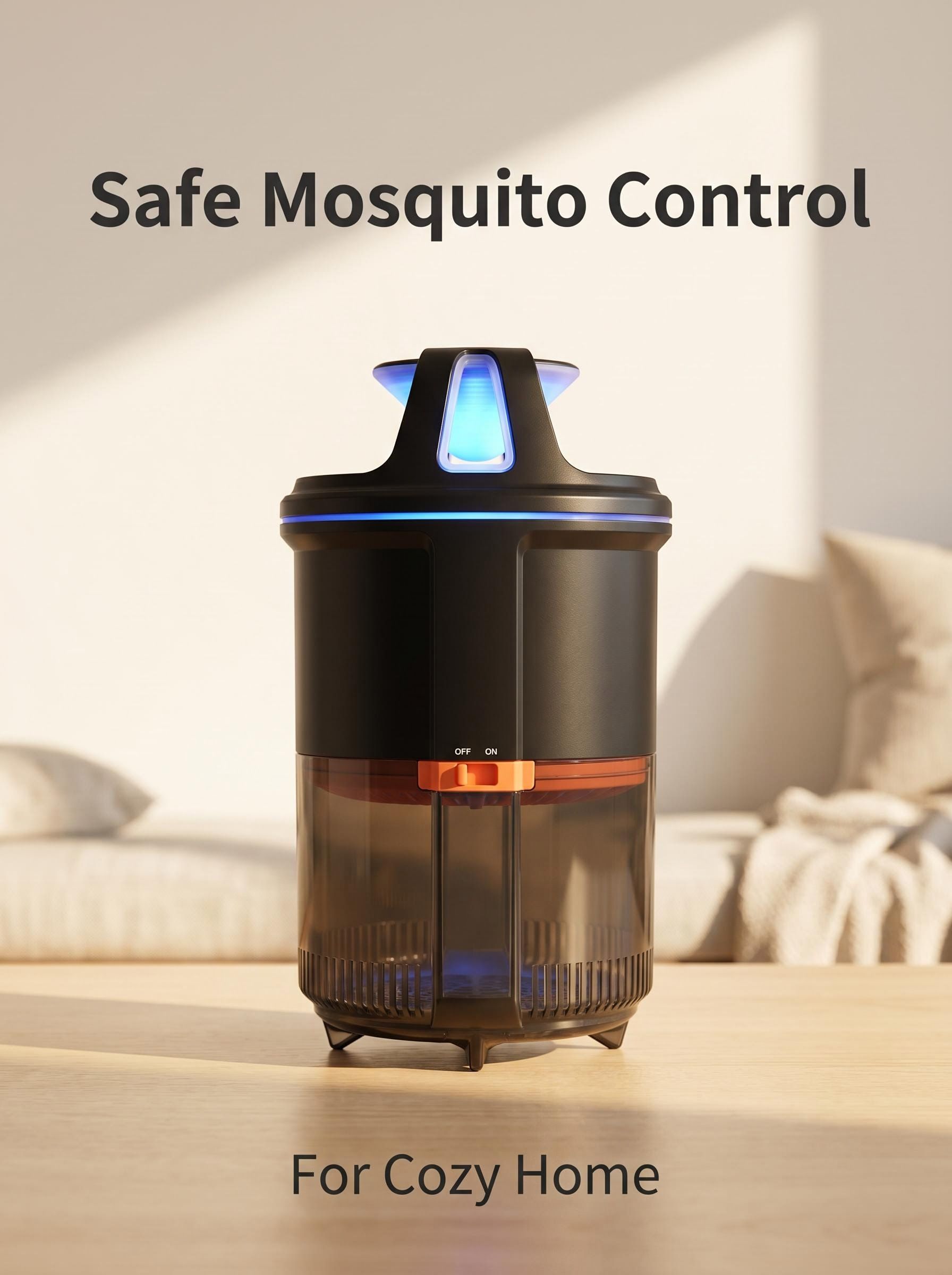 UV Light Mosquito Killer with Suction Fan, Indoor Bug Zapper with Automatic Escape Prevention, USB Powered Mosquito Trap for Home, Bedroom & Camping