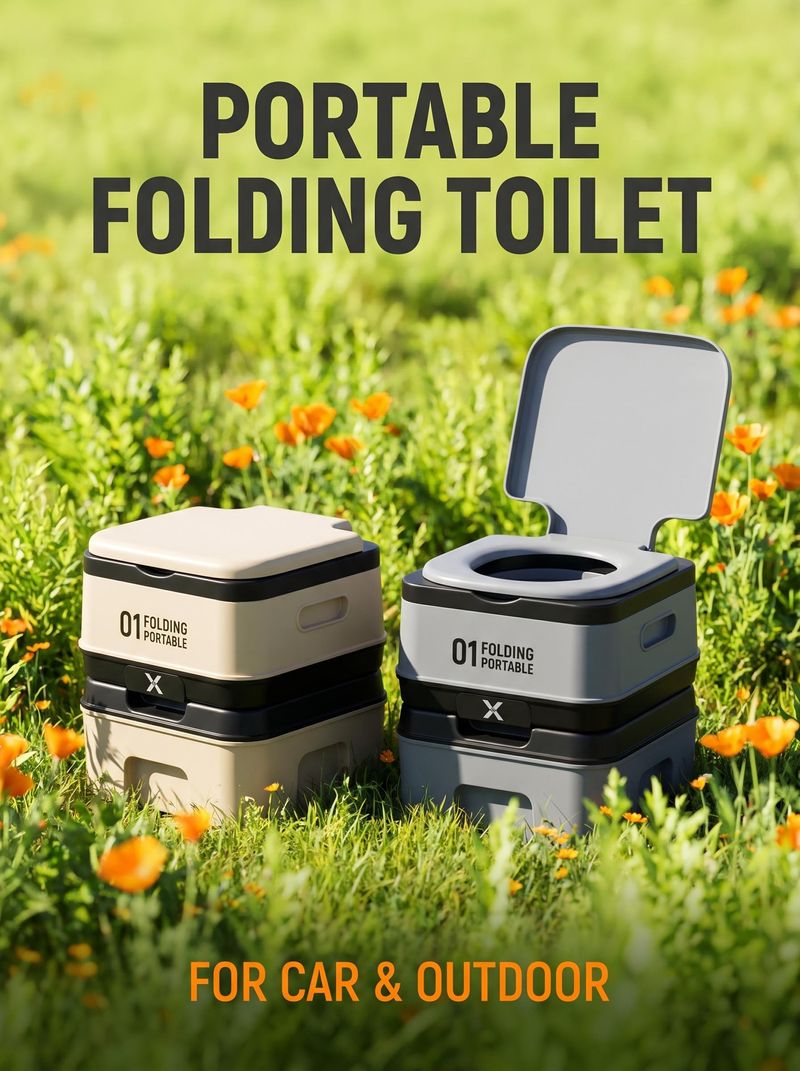 Portable Folding Toilet Multifunctional Waterproof Leak-Proof for Car Camping Travel Pregnant Elderly Use