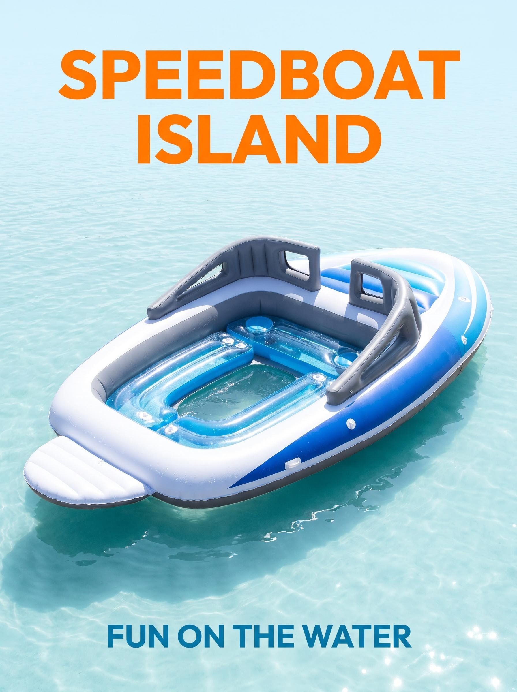 Inflatable Speed Boat Style Pool Float 6 Person Floating Raft with Cooler and Backrest for Lake and Pool Parties