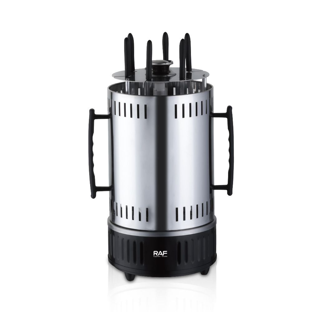 Vertical Rotating Electric Kebab Grill, Automatic BBQ Skewer Machine with 6 Skewers, Smokeless Indoor Barbecue Grill for Home Cooking