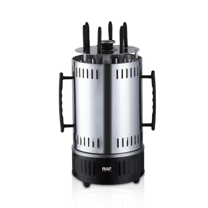 Vertical Rotating Electric Kebab Grill, Automatic BBQ Skewer Machine with 6 Skewers, Smokeless Indoor Barbecue Grill for Home Cooking