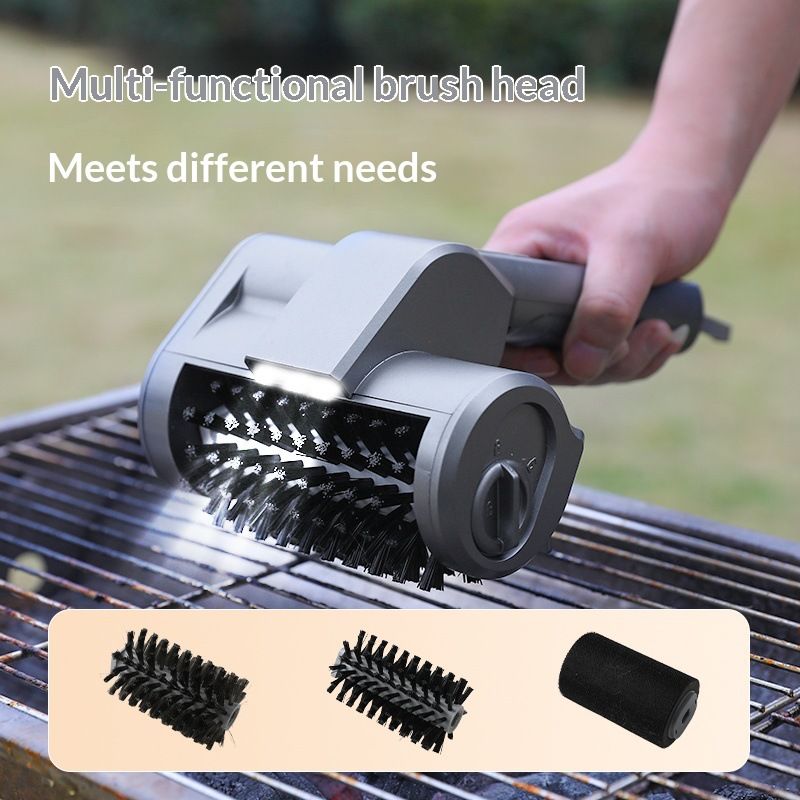 Wireless Electric Grill Cleaning Brush, Multi-Functional BBQ Cleaner with 2 Speeds, Replaceable Heads for Fast, Effortless Grill Cleaning