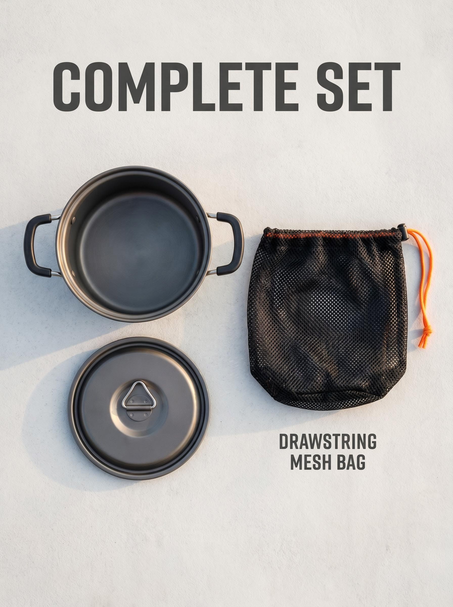 Multi-Purpose Camping Cooking Pot, Non-Stick Aluminum Steamer & Cookware with Lockable Handles, Portable Outdoor Pot for Camping, Hiking & Backpacking