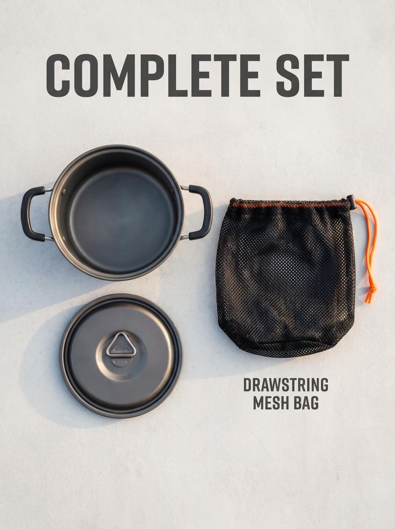Multi-Purpose Camping Cooking Pot, Non-Stick Aluminum Steamer & Cookware with Lockable Handles, Portable Outdoor Pot for Camping, Hiking & Backpacking
