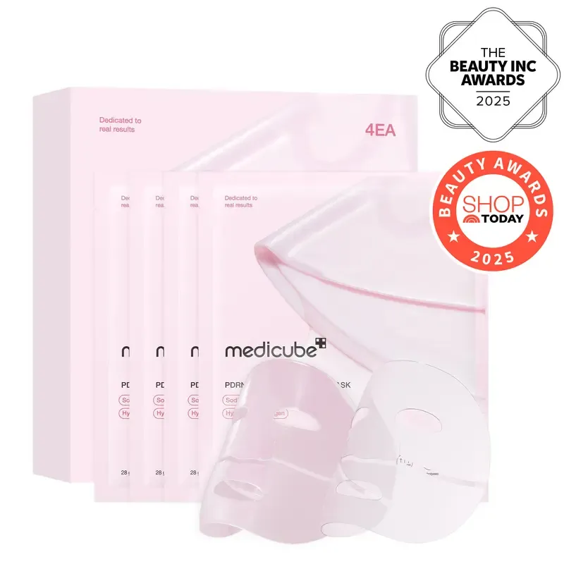PDRN Pink Collagen Gel Mask 4 Sheets Salmon DNA Color Changing Pink Glow Collagen Facial Mask Korean Skincare