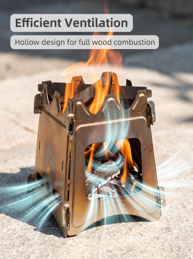 Portable Folding Wood Burning Stove Stainless Steel Camping Fire Pit for Backpacking and Outdoor Cooking