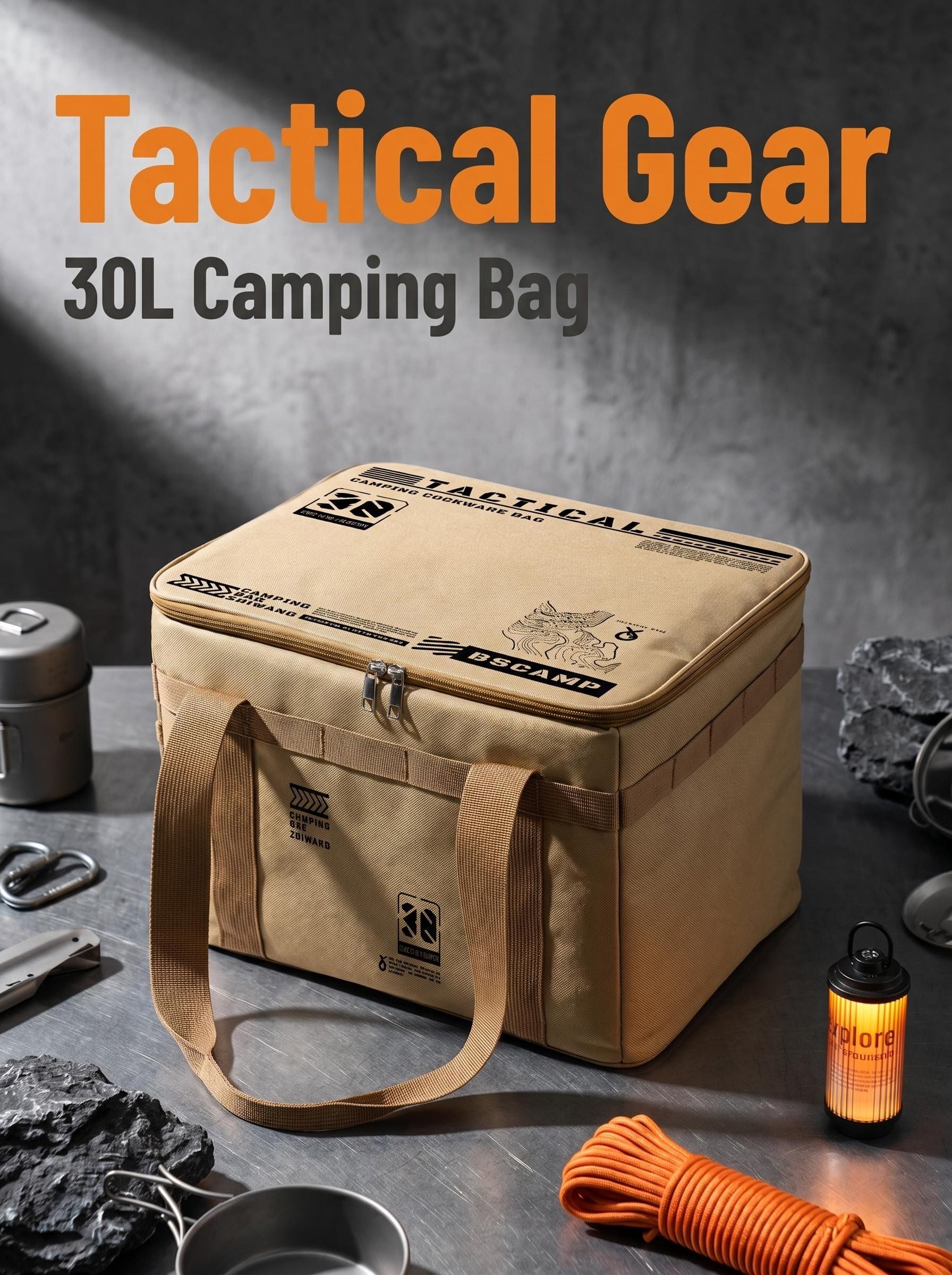actical Camping Storage Bag Multi Purpose Cookware Organizer with Handles for Outdoor Camping and Picnic