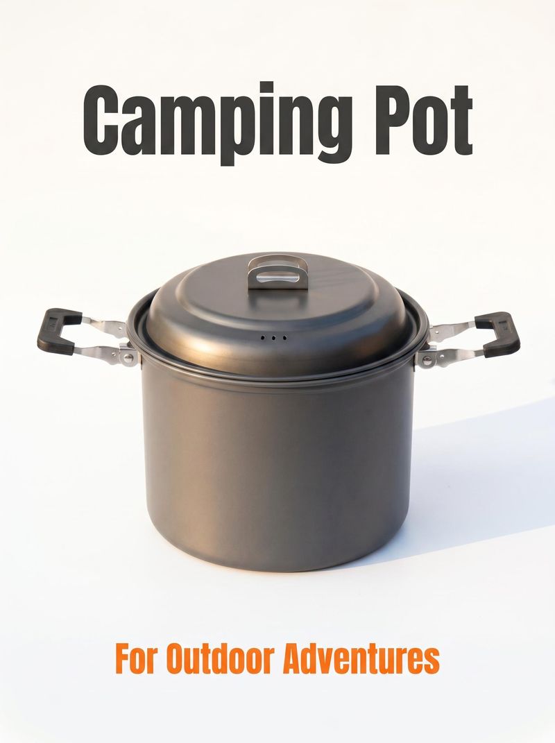 Multi-Purpose Camping Cooking Pot, Non-Stick Aluminum Steamer & Cookware with Lockable Handles, Portable Outdoor Pot for Camping, Hiking & Backpacking