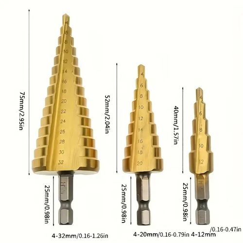 3-piece HSS step drill bit set