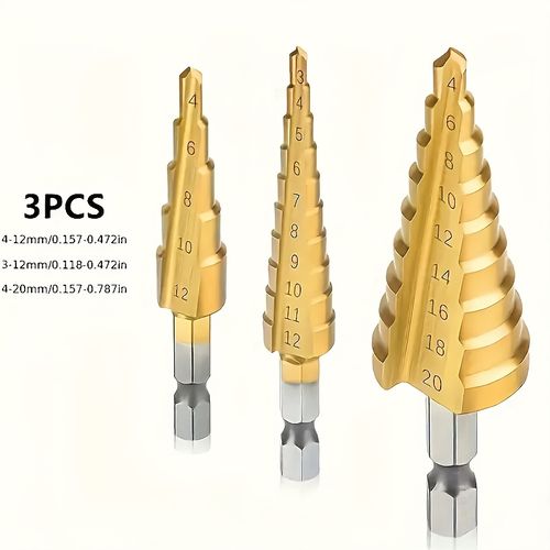 3-piece HSS step drill bit set