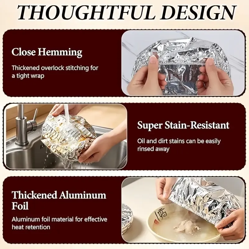 Home dining table & food container aluminum foil heat-retaining cover, kitchen food insulation and freshness keeping, high-quality aluminum foil