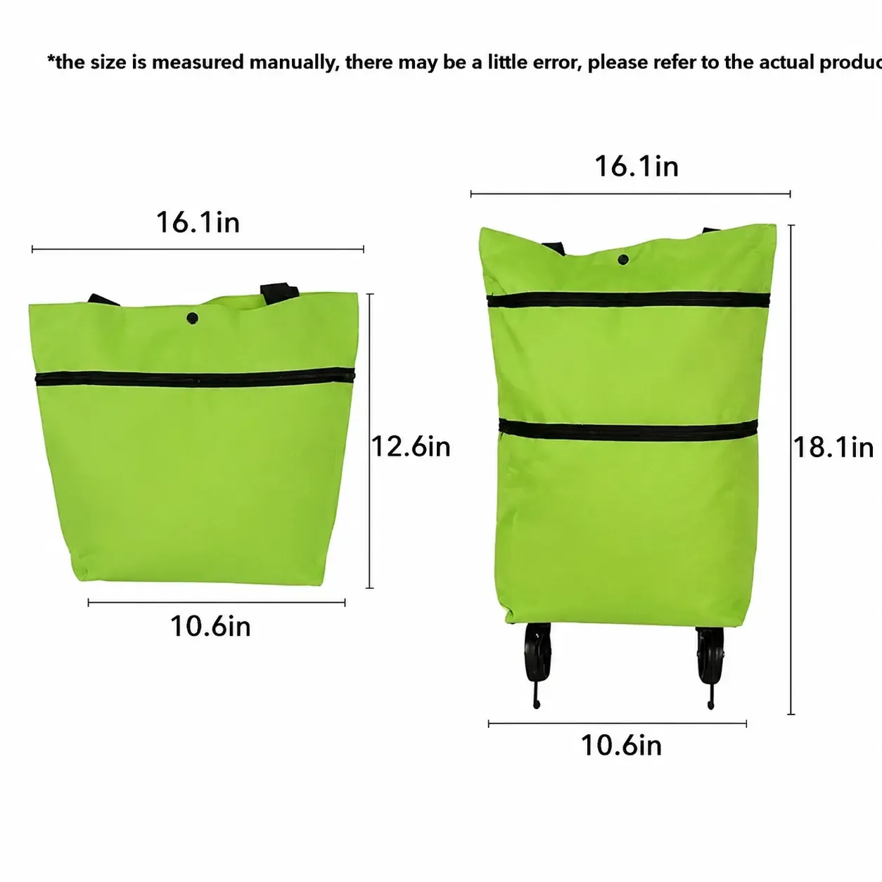 2-in-1 Tote Bag & Rolling Shopping Cart, Foldable Grocery Bag with Wheels, Large Capacity Shopping Tote for Easy Carrying & Rolling