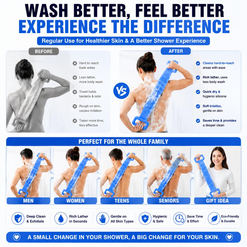 Silicone Back Scrubber Strap（women'size and men'size）