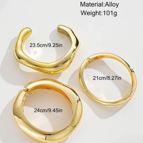 3Pcs Twisted Stackable Cuff Bracelets