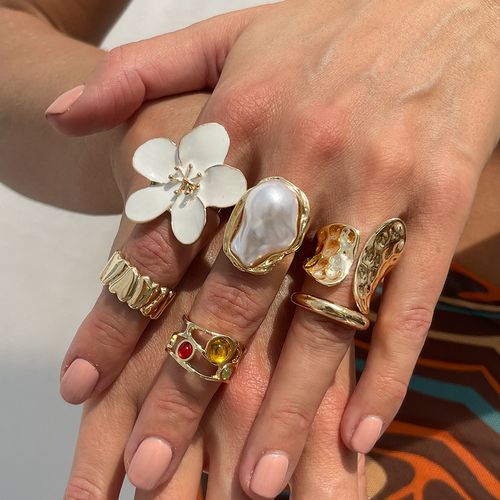 6pcs Gold Statement Ring Set