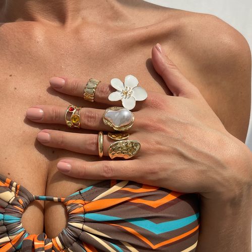 6pcs Gold Flower Ring Set