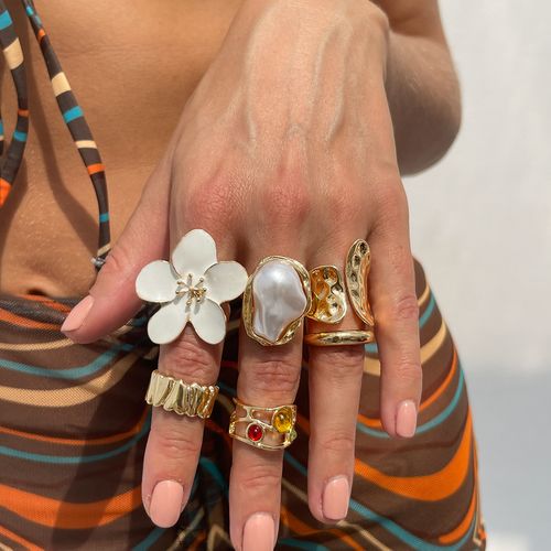 6pcs Gold Flower Ring Set