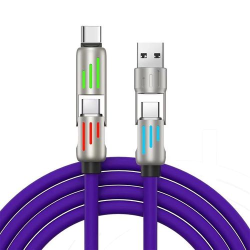 240W Super Fast LED Display USB Charger 4-in-1 Multi-Device with Rotating Elbow Type-C Mobile Phone and Printer Charger Cable