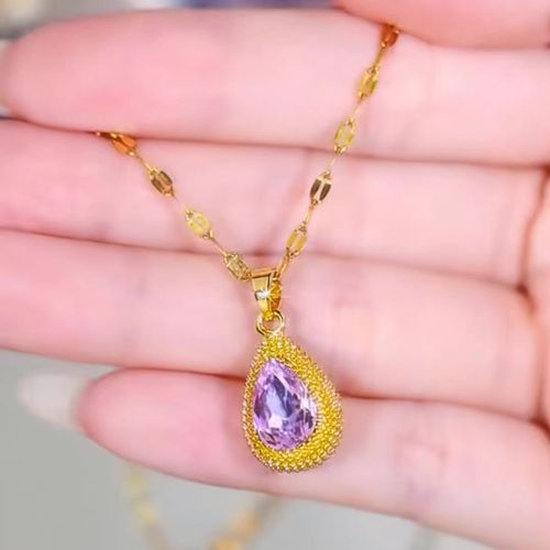 New style purple zircon teardrop necklace for women