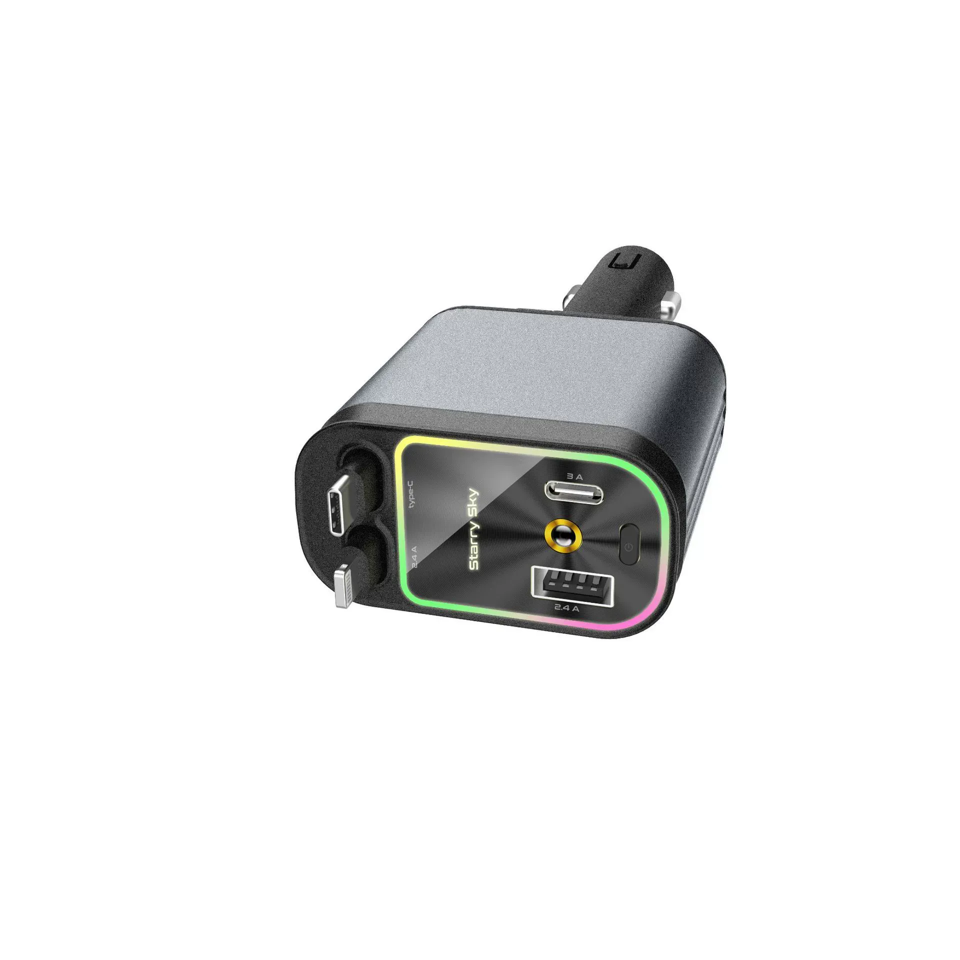 It is down in price! Super cool car charger with starry sky atmosphere light 4 in 1 fast charger with retractable cable and cigarette lighter port