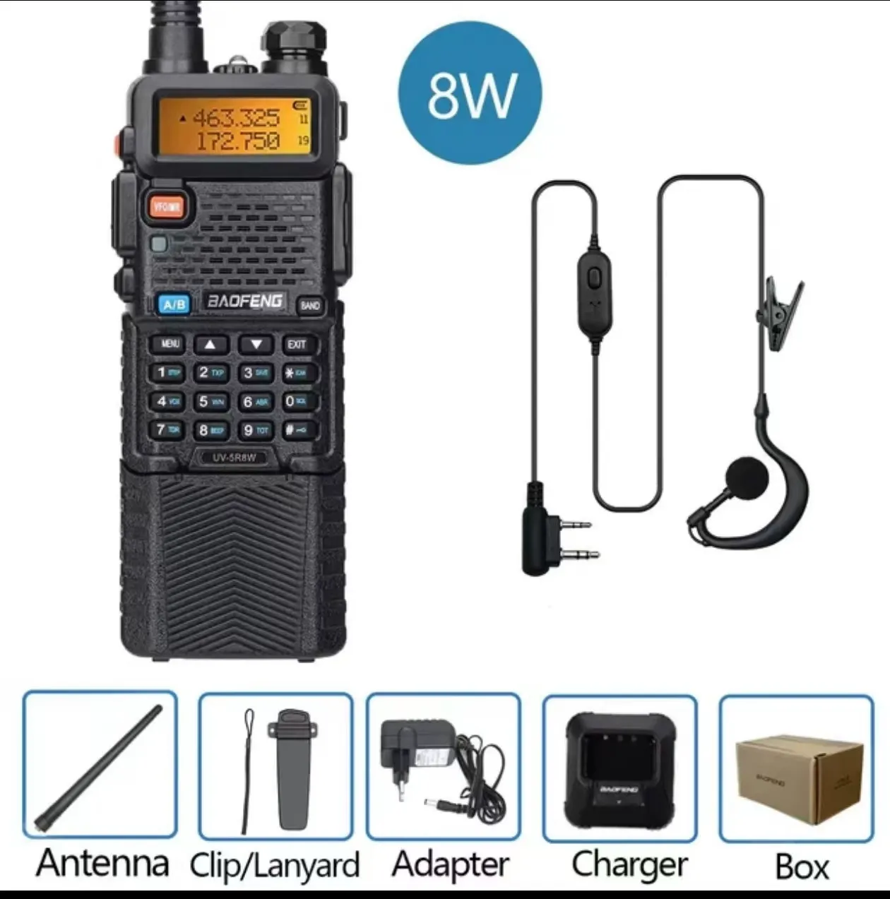Baofeng UV-5R 8W High Power Handheld Radio! 3800mAh Large Battery, Long-Lasting Outdoor Communication, Suitable for Road Trips Camping Commercial Use