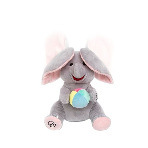Hide and seek elephant baby toy training head raising training soothing baby artifact plush fan ears baby elephant（delivery in 3 days）