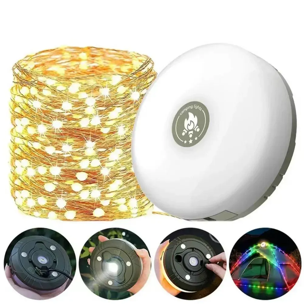 New LED outdoor camping lights colorful string lights tape measure storage outdoor atmosphere tent lights camping lights