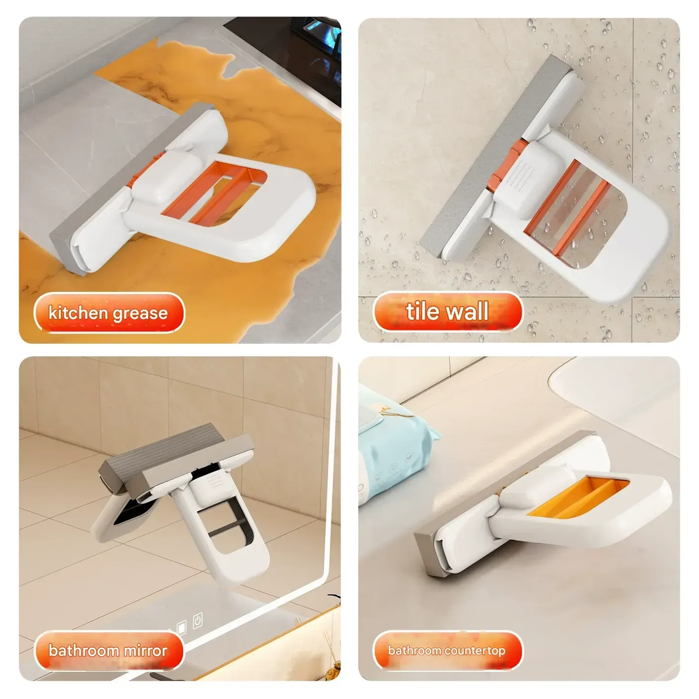 Hands-free small mop desktop coffee table cleaning absorbent foldable durable sponge handheld rubber cotton mop