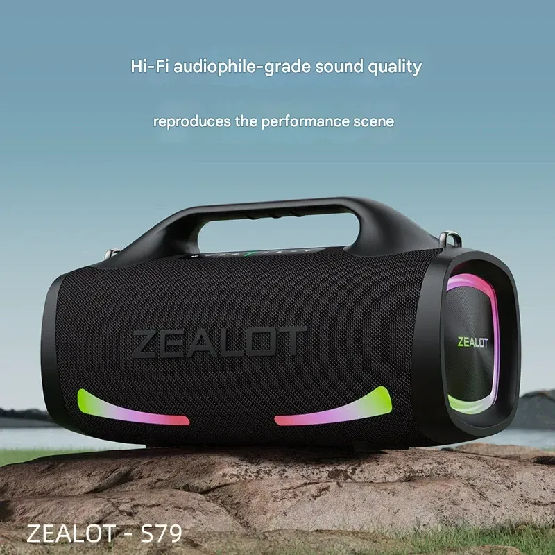 2025 New Zealot S79 Bluetooth Speaker | 100W High Power Outdoor Speaker with LED Lights | Portable Waterproof Handheld Speaker for Camping & Parties
