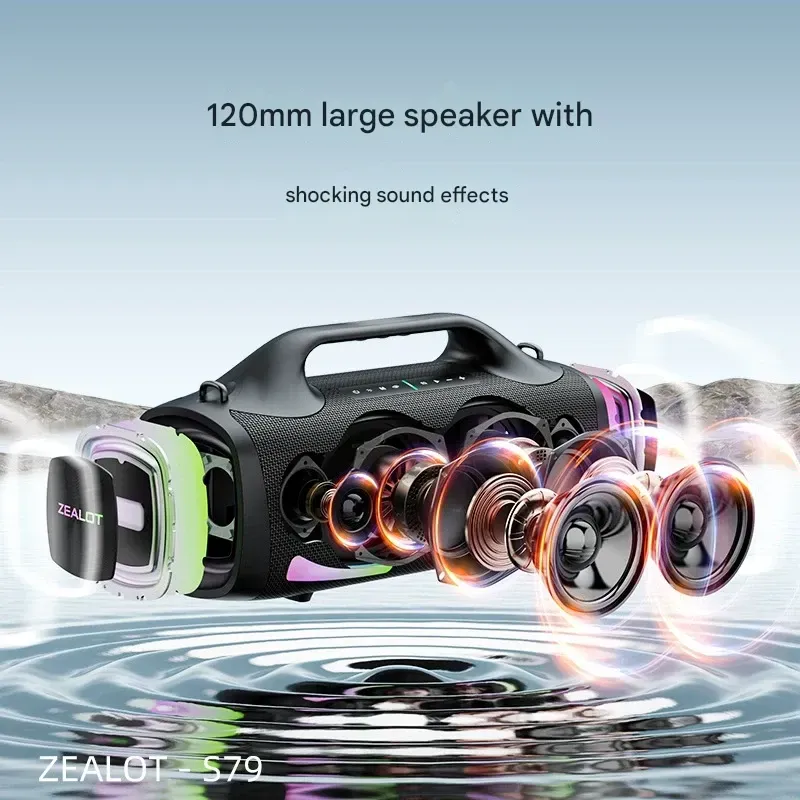 2025 New Zealot S79 Bluetooth Speaker | 100W High Power Outdoor Speaker with LED Lights | Portable Waterproof Handheld Speaker for Camping & Parties