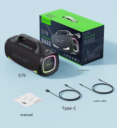 2025 New Zealot S79 Bluetooth Speaker | 100W High Power Outdoor Speaker with LED Lights | Portable Waterproof Handheld Speaker for Camping & Parties