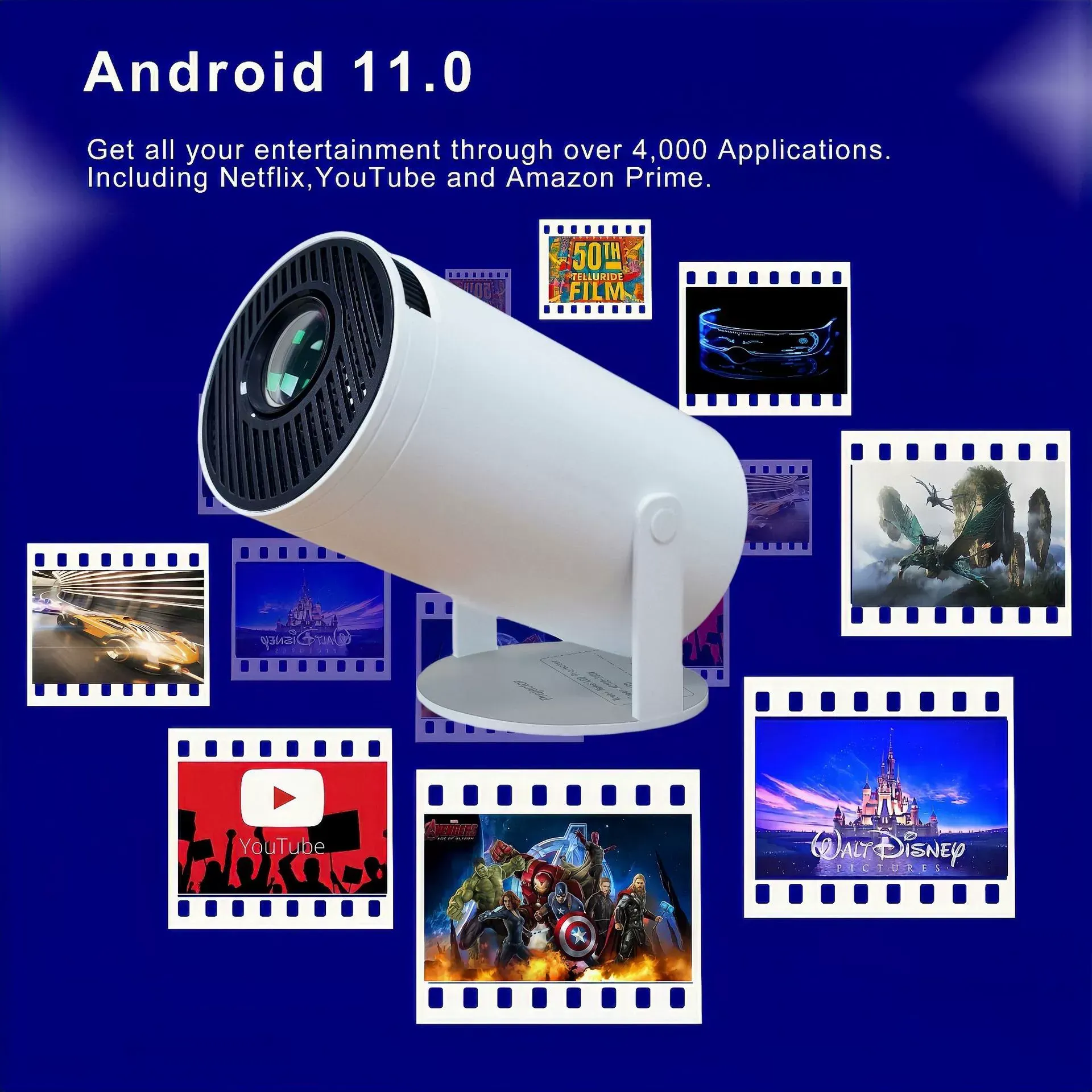 2025 Bestseller HY300Pro Home Projector | 4K HD WiFi Mini Projector | Portable Outdoor Movie Projector for Home Theater & Camping