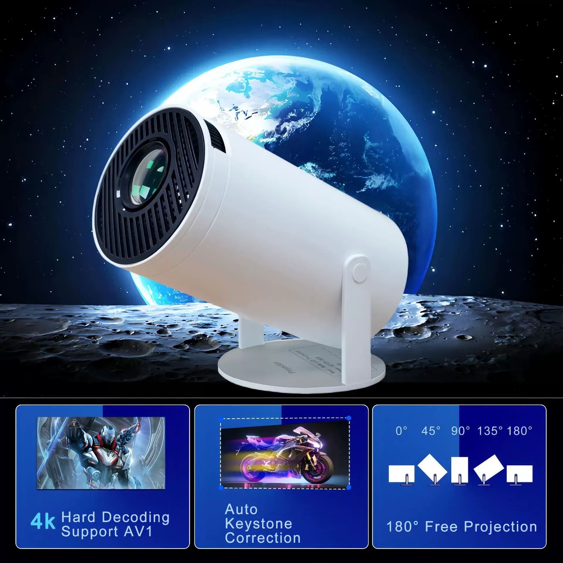 2025 Bestseller HY300Pro Home Projector | 4K HD WiFi Mini Projector | Portable Outdoor Movie Projector for Home Theater & Camping