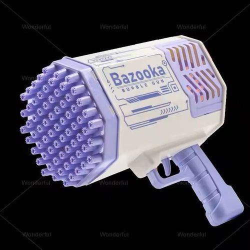 Automatic Bazooka Purple Bubble Launcher Plastic 69 Hole Bazooka Bubble Gun Children's Toy with Music and Lights