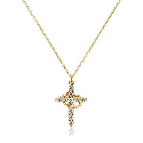 Silver Gold Cross Pendant Choker Necklace for Women Girls Cross Necklaces with Rotatable Crown Fashion Jewelry Wholesale