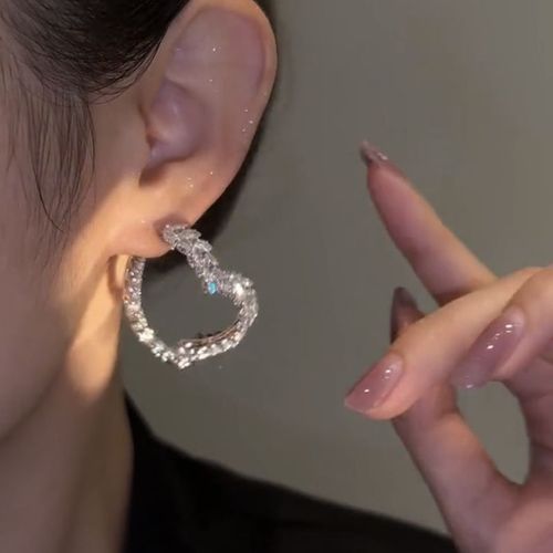Silver Needle High-end Light Luxury Zircon Wheat Ear Front and Back Earrings Versatile Fashion Personality Niche Earrings