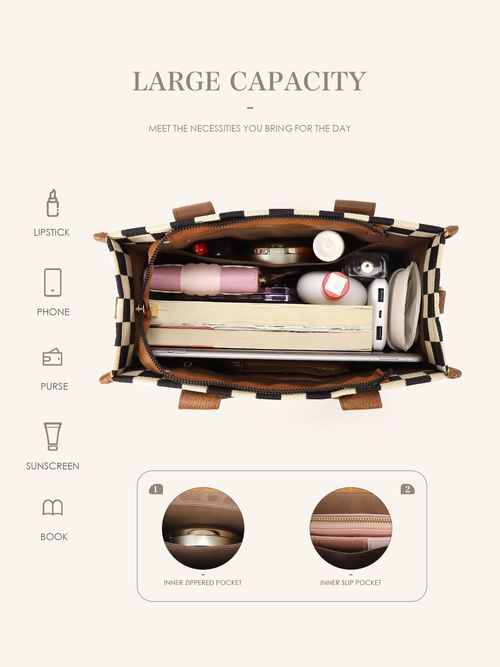 2025 New Women's PU Tote Bag - Stylish Shoulder Crossbody Purse with Double Zipper, Spacious Casual Work & Travel Handbag, Lightweight Durable Designer Bag