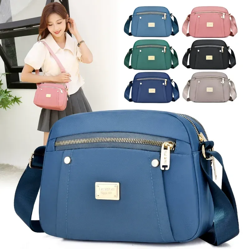 Women's 2025 New Lightweight Casual Nylon Shoulder Bag, Simple Solid Color, Fashionable Oxford Cloth Crossbody Bag