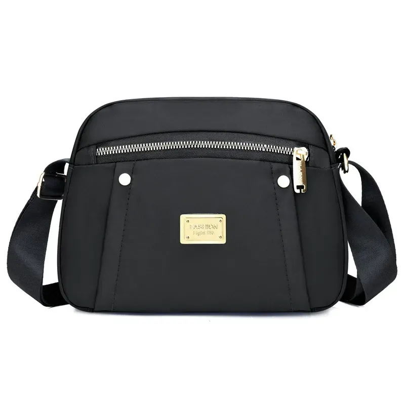Women's 2025 New Lightweight Casual Nylon Shoulder Bag, Simple Solid Color, Fashionable Oxford Cloth Crossbody Bag