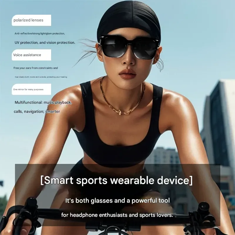 Smart glasses with Bluetooth for music playback, calls, navigation, UV protection, AI translation, and real-time multilingual translation.