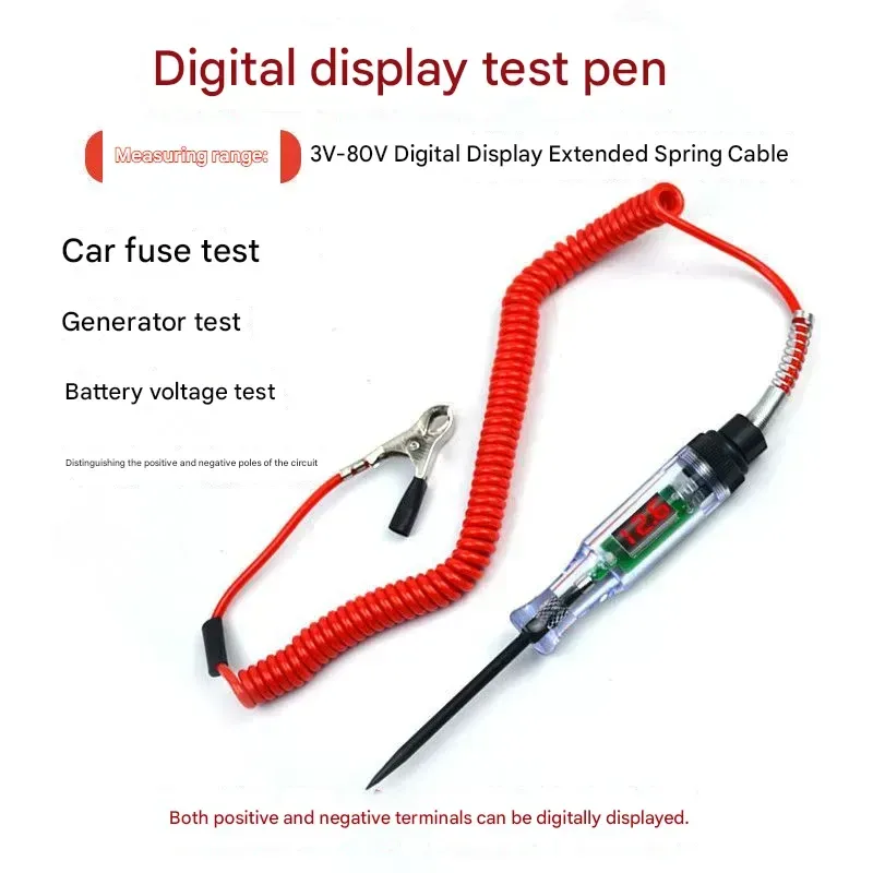 Car Test Light Tester, Multifunctional Car Electrician for Electrical Testing and Repair, Digital Display, LED
