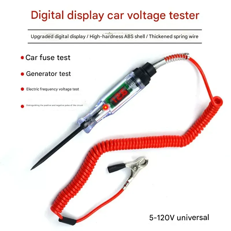 Car Test Light Tester, Multifunctional Car Electrician for Electrical Testing and Repair, Digital Display, LED