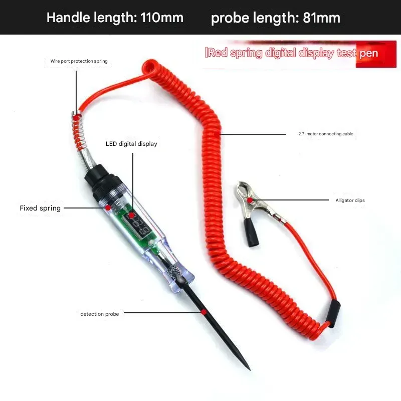 Car Test Light Tester, Multifunctional Car Electrician for Electrical Testing and Repair, Digital Display, LED