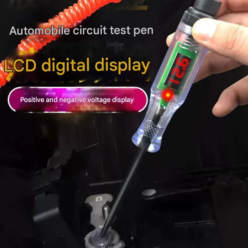 Car Test Light Tester, Multifunctional Car Electrician for Electrical Testing and Repair, Digital Display, LED