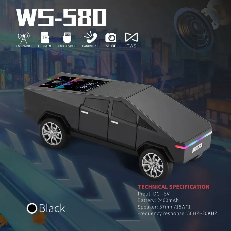 Hot-selling audio product: Tesla car model Bluetooth speaker, portable wireless high-fidelity stereo speaker with deep bass.