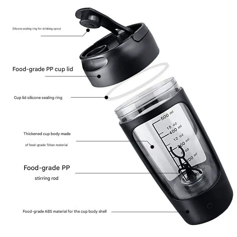 Electric Shaker Cup, Fully Automatic Blending Cup, Rechargeable, Suitable for Milkshakes, Coffee, Milk Powder, and Portable Protein Powder.
